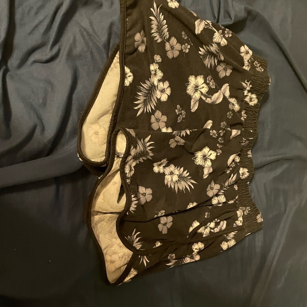 Black white and gray shorts with flowers